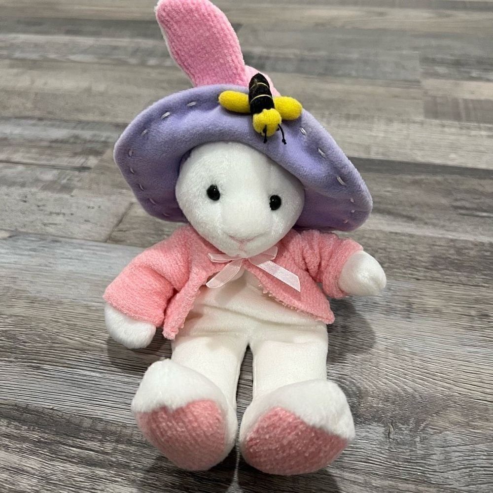 Vintage bunny with bee stuffed animal
